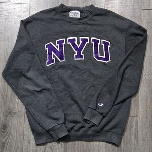 Champion Dark Gray NYU Crewneck Sweater